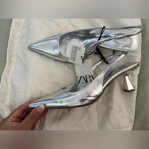 Zara Metallic Kitten Heels